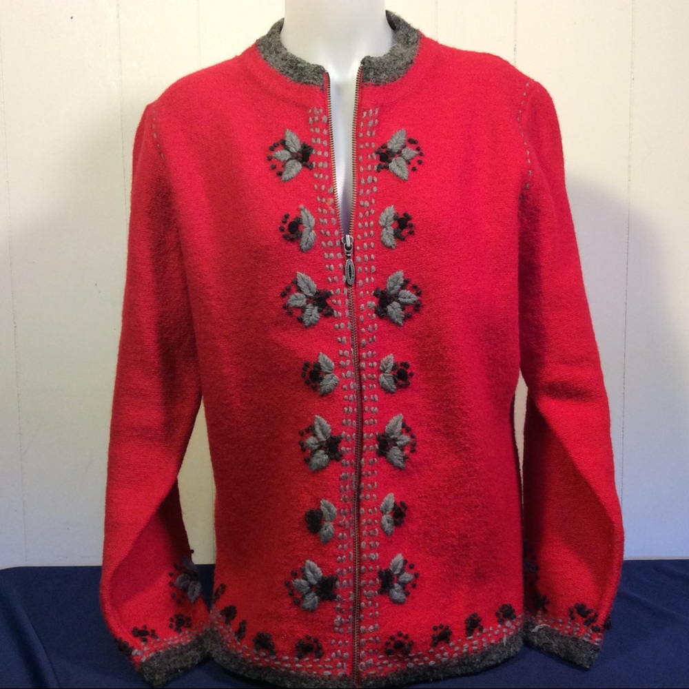 Christopher & Banks Womens Cardigan wool full zip sweater size large
